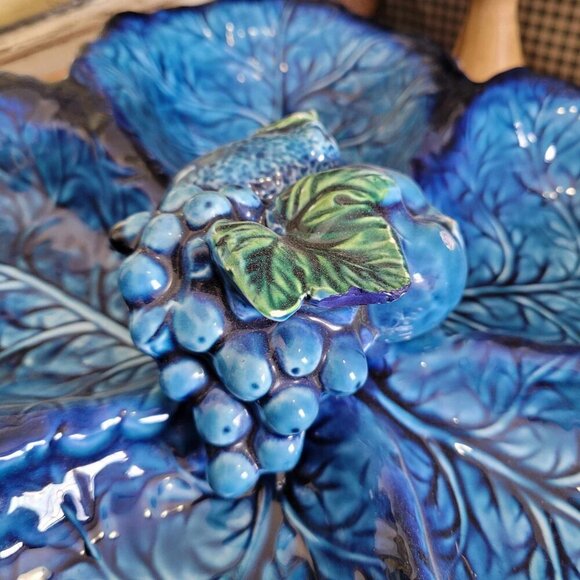 Inarco Mood Indigo Vintage Ceramic Serving Tray - Blue Fruits - Picture 3 of 13